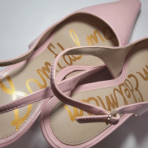 Sam Edelman Bianka Pink Patent Leather Slingback Pumps Pointed Toe MSRP $150 - Picture 9 of 16